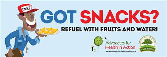 "Got Snacks?" Refuel with Fruits and water! 