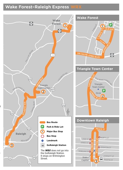 Wake Forest Raleigh Express Map