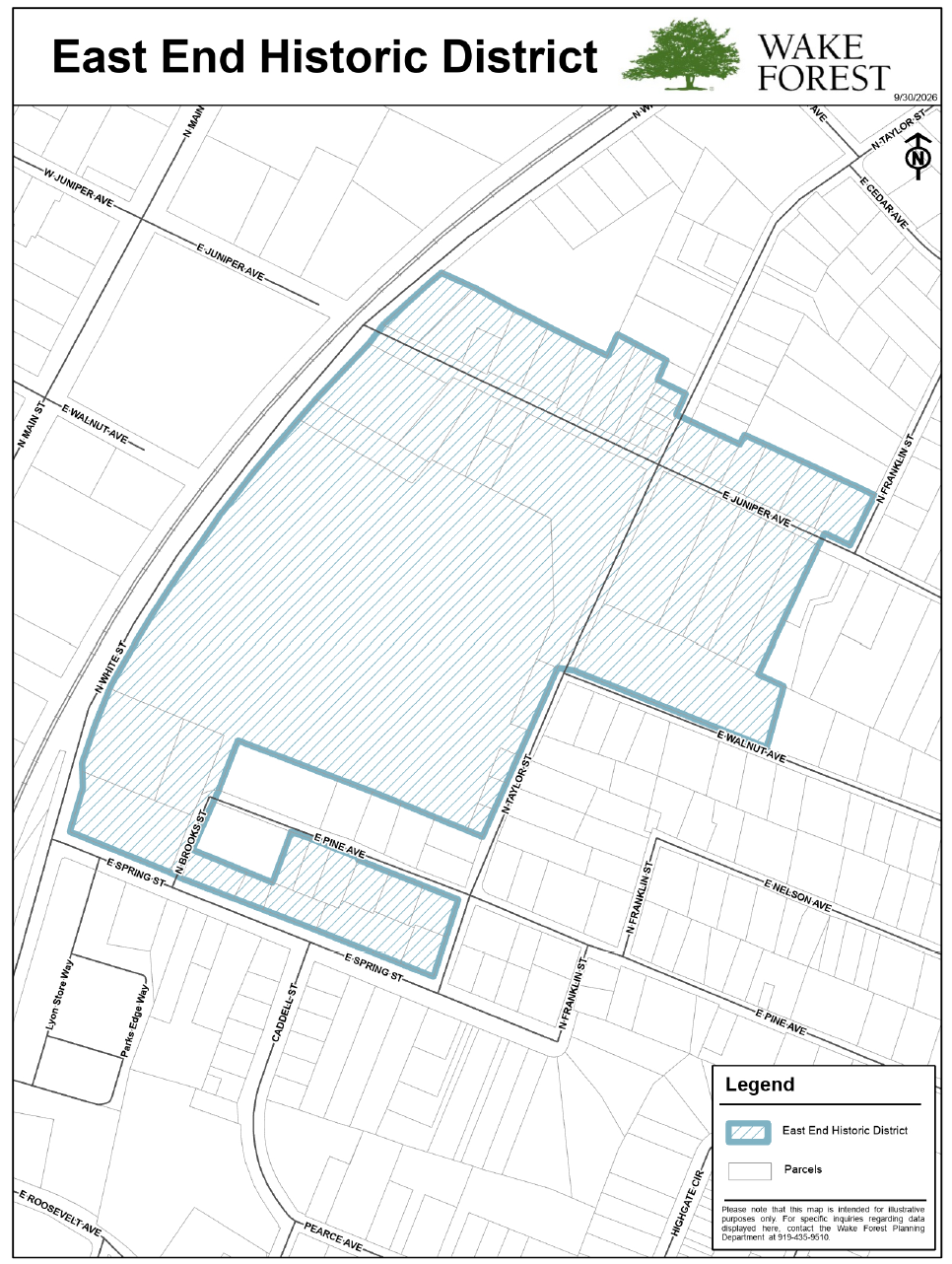 map of boundaries for the East End Historic District