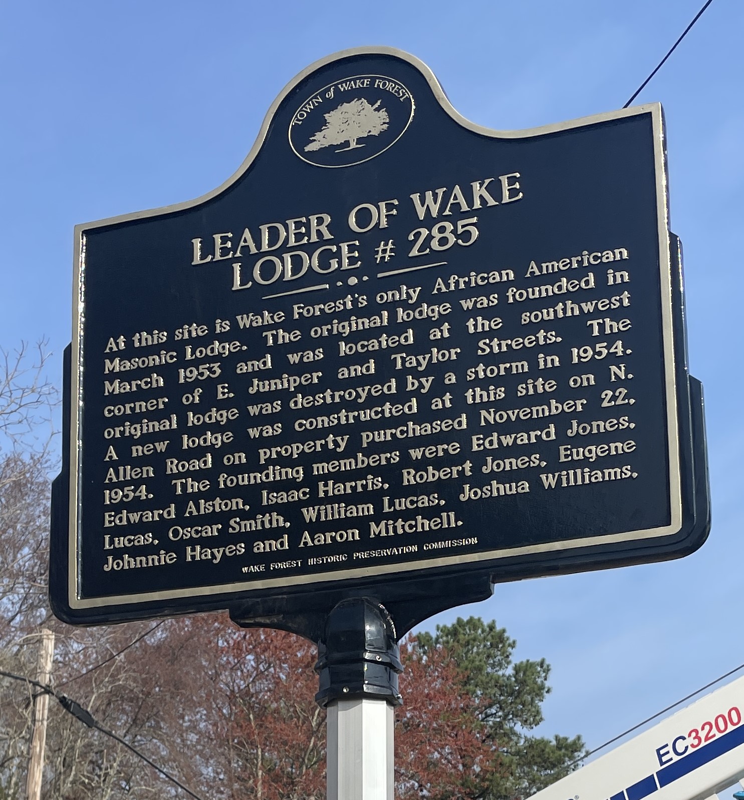 Leader of Wake Lodge # 285 Historic Marker leader of wake lodge # 285 marker