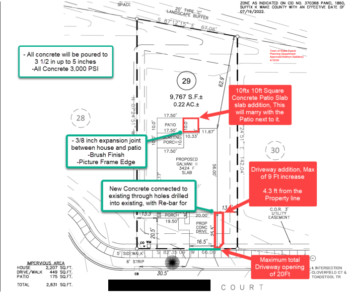 Example driveway permit plot plan