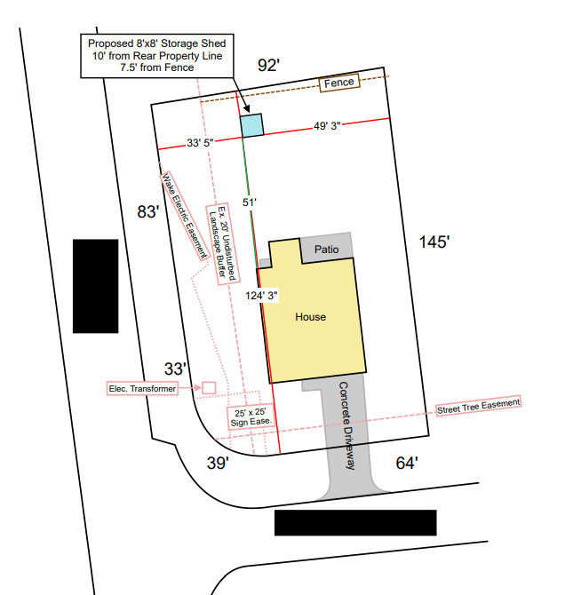 Example shed permit plot plan