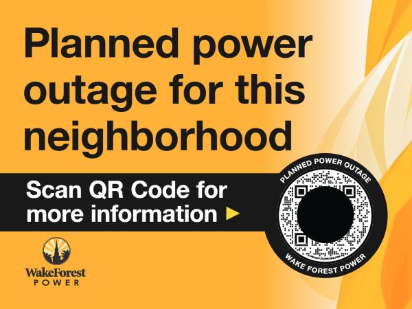 Planned power outage sign
